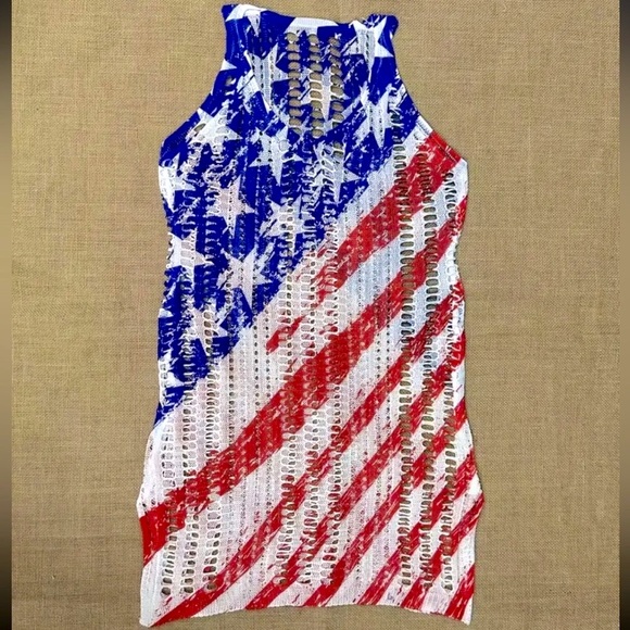 🇺🇸 Stars & Stripes American Flag Print Cover Up - Picture 2 of 6
